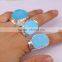 Fashion Natural Blue Turquoise Ring, Freeform Silver Plated Jewelry Gem Stone Ring