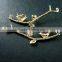 10x35mm 14K light gold plated bird on flower tree branch DIY pendant charm supplies 1850186