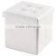 White Faux Leather Foot Rest Storage Ottman With Removable Lid