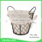 Small wire tabletop basket with liner for sundries storage