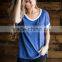 Blank Baseball T-shirt Vintage 50/50 Cotton & polyester Royal Blue Black Plain Raglan Baseball T Shirt Women