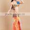 High quality elegant orange side slits long style performing belly dance skirt for ladies