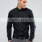 Custom Long Sleeve Spread Collar Mens 97% Cotton 3% Elastane Stretch Slim Fit Casual Black Solid Fashion Shirts