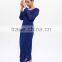 Patchwork summer dark blue ransparent women folding dress