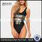 2017 MGOO Low Back sexy Gold print Swimsuit Black With Stretchy Fabric One Piece Swimwear High Cut Foil Print Logo