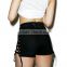 Sexy women lace up jeans shorts black white super short denim ladies cut out shorts with side bandage