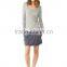 2016 ladies latest grey cotton french terry loose tube skirts design picstures