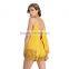 Sexy Summer Without Back Spaghetti Strap Crochet Cut Low Cotton Blends Back Slit Two Piece Set