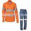 Hi vis Safety cheap reflective workwear suit with 100% cotton matching shirts and pants in clothing suits