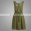 Round neck design sexy lace dress sleeveless chiffon belt dress 2016