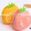 Kawaii Fruit Coin Bags Customized Promotion Gift Silicone Purse Women Pineapple Zipper Wallets