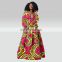 Wholesale Deep V neck Long Sleeve Sexy Club women African Chiffon Printed casual Max dresses