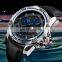 Custom quartz watches Skmei 9156 leather quartz watch with chronograph