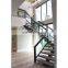 U-shaped glass wood stairs