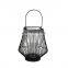 K&B wholesale Nordic design black metal wire glass cup candle lantern with handle