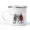 Christmas holiday gift 350ml white enamel steel tumbler travel cup mug