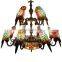 Tiffany Living Room Bird Creative Retro Tiffany Stained Nar Restaurant Glass Parrot LED Chandelier Light