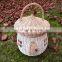 Hot Sale Cute For Kid Wicker Acorn House Bage with Handle, Rattan Mushroom Doll House Bag Kids Toys Wholesale Supplier