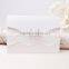 Crystal Brooch Pocketfold lace ivory vintage bow wedding invitation card