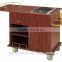 Wood restaurant flambe trolley with double burner and wheels