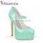 Pearl Turquoise patent leather Custom design fancy ladies shoes extreme high heels