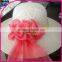 2015 fashion summer flower bowknot beach embroidery wholesale lady hat