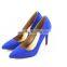 OLZ3 Wholesale Blue Suede Pointed Toe High Heel Rubber Sole Women Dress Pump Shoes