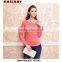 Moder low cut o-neck lace lady blusas, woman blusas china
