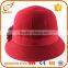 Customize cheap felt hats red 100% wool mini fedora hat with bowknot
