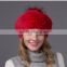 Europe Style Fashion Women Headwear Mink Knit Fur Winter Hat