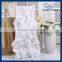 CH003M wholesale fancy cheap ruffled wedding gathered gold chair cover with brooch