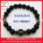 Sanada Yukimura, Samurai bracelet, black onyx 10 mm with Fire Agate and tiger-eye beads, bracelets mens, Japanese beads bracelet