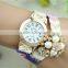 geneva brand lady scarf watch crystal fabric double strap women watches