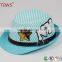 Cheap Kids Vintage Fedora Children Panama Hat Blue Orange Rice