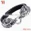 Men black braided leather bracelet cool bracelet for boys New