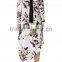 Customized Lady Apparel Women Clothing Floral Velvet Cold-shoulder Dress(DQM031D)