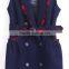 New Design Navy Blue School Long Waistcoat Design For Girls