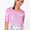 Custom sublimated rugby sports wear for girl 2018 trend pink print t shirt