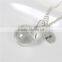 New Fashion Real Dandelion Clear Glass Round Pendant Necklace Link Curb Chain Silver Plated With Oval Message " Wish " Carved