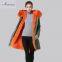 High quality oem lady fashion good quality orange coat real fox fur collar coat