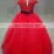 Lovely Red Sequin Tulle Ball Gown Long Flower Girl Dress With Short Sleeve