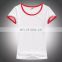 Girl's round-neck t-shirt with short sleeves and color end for collar and sleeves