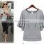 latest summer draped short slevee T shirt pure color shirt pure cotton shirt