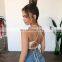 LAITE T2021 100% cotton women backless sling crop tops ladies solid color sexy crop tank tops women tank tops