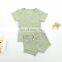 Solid Color Summer Pajamas Suits Short Sleeve Baby Pajamas Set