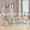 European style marble dining table set stainless steel base