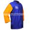 Blue FR Flame Retardant Back Yellow Leather Sleeves and Front Welding Jacket
