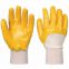 Heavy Duty Cotton Interlock Liner Yellow Nitrile Fully/Half Coated Work Gloves EN388 4121X
