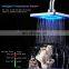 Square Rain Shower Head Stainless Steel 3 Color Changing Temperature Control Bathroom Showerhead
