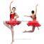 Classic Chinese Red Ballet Performance Tutu Dress With Fashionable Tassel and V Lace Front